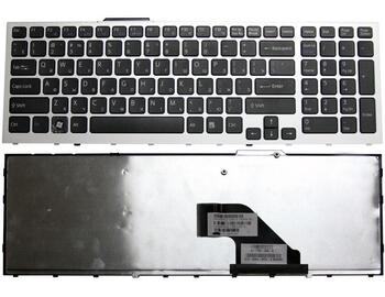 Клавиатура для ноутбука Sony Vaio (VPC-F11, VPC-F12, VPC-F13) Black, (Silver Frame) RU