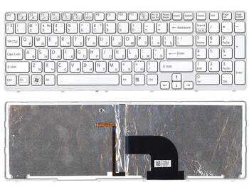 Клавиатура для ноутбука Sony Vaio (SVE15) с подсветкой (Light), White, (White Frame) RU