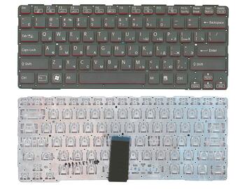 Клавиатура для ноутбука Sony (SVE14A) Black, (No Frame) RU Черная с красными боками