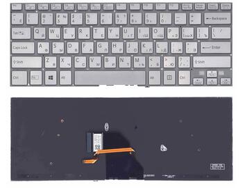 Клавиатура для ноутбука Sony (SVF14N FIT, SVF14, SVF14a) с подсветкой (Light), Silver, (No Frame) RU