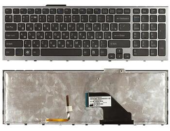 Клавиатура для ноутбука Sony Vaio (VPC-F11, VPC-F12, VPC-F13) с подсветкой (Light), Black, (Gray Frame) RU