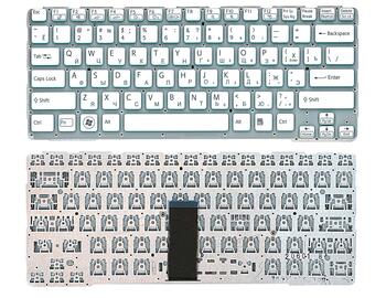 Клавиатура для ноутбука Sony (SVE14A) White, (No Frame) RU Белая с голубым