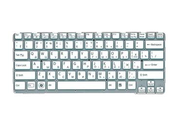 Клавиатура для ноутбука Sony (SVE14A) White, (No Frame) RU Белая с голубым - фото 2
