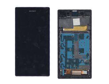 Матрица с тачскрином (модуль) для Sony Xperia Z1 C6902 черный с фиолетовой рамкой