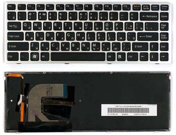 Клавиатура для ноутбука Sony Vaio (VPC-S) с подсветкой (Light), Black, (Silver Frame) RU